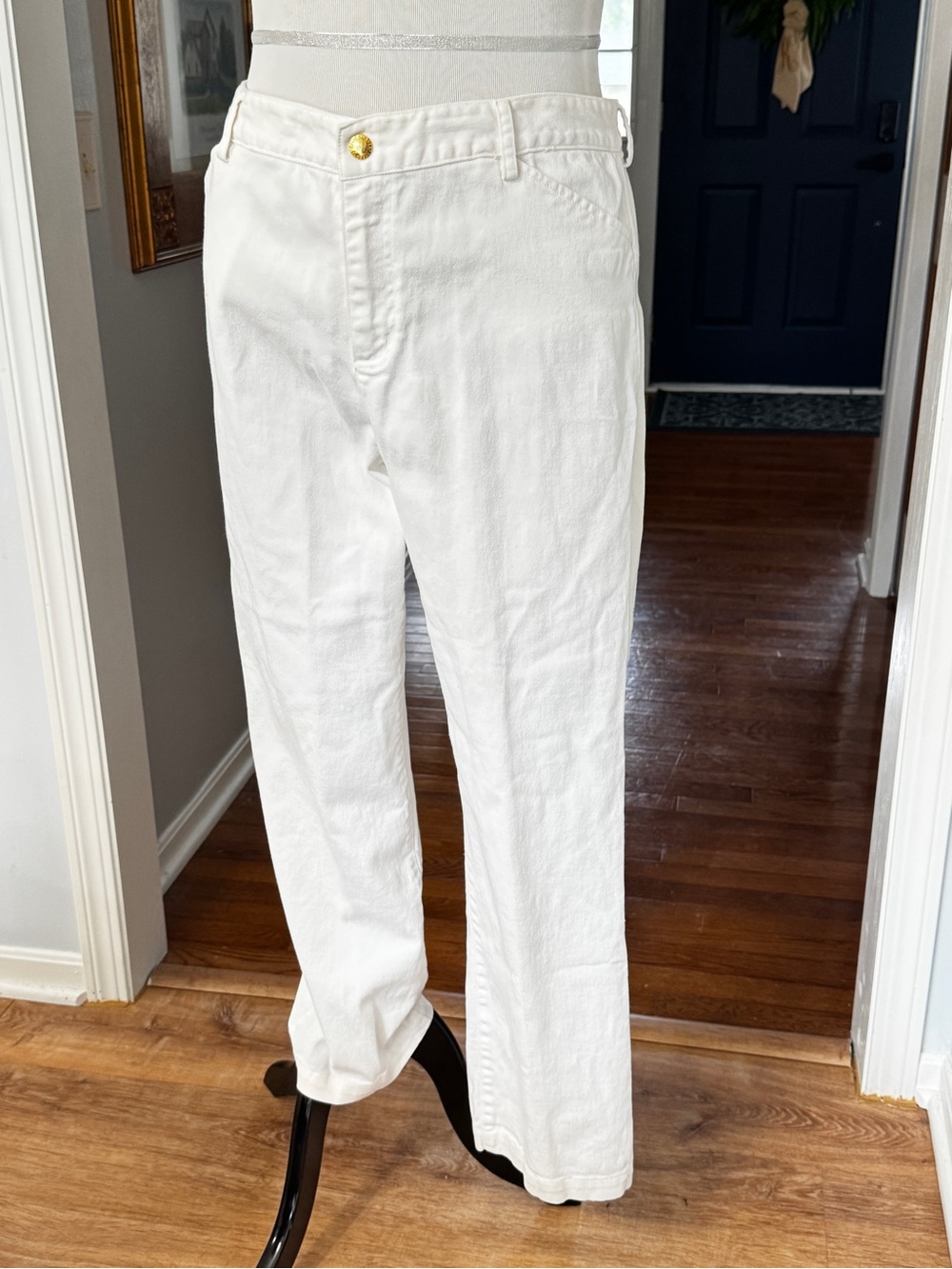 Lauren Jeans Co White Denim Pants 14 Ralph Lauren Cotton Straight‎ Leg VTG